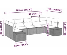Sodo Sofų Rinkinys 7 pcs Juoda ir kreminė Poli ratanas