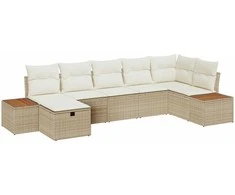 Lauko baldų komplektas Sodo Sofų Rinkinys su pagalve 7 pcs Smėlio poliratanas