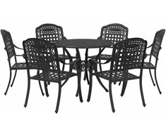 Lauko baldų komplektas Sodo valgomojo komplektas 7 pcs Juoda Aliuminis