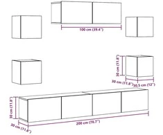 TV staliukas 7 dalių sieninis televizoriaus spintelės komplektas Artisan Oak