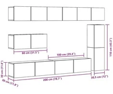 TV staliukas 7 dalių sieninis televizoriaus spintelės komplektas Artisan Oak