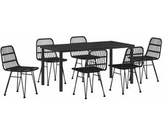 Lauko baldų komplektas Sodo valgomojo komplektas 7 pcs Juoda