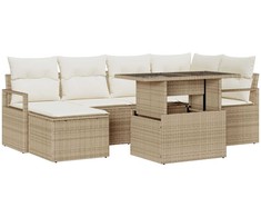Sodo Sofų Rinkinys su pagalve 7 pcs smėlio ir kreminės spalvos