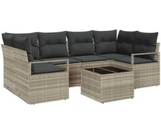 Sodo Sofų Rinkinys 7 pcs Šviesiai pilka ir tamsiai pilka