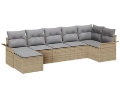 Lauko baldų komplektas Sodo Sofų Rinkinys su saugykla 7 pcs Smėlio poliratanas