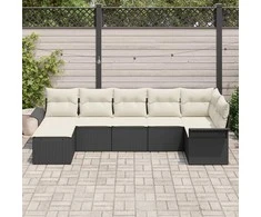 Lauko baldų komplektas Sodo Sofų Rinkinys su saugykla 7 pcs Juoda poliratanas