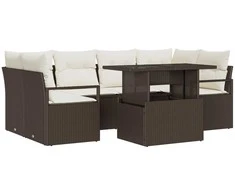 Lauko baldų komplektas Sodo Sofų Rinkinys su saugykla 7 pcs Ruda Poli ratanas