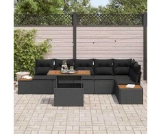 Lauko baldų komplektas Sodo Sofų Rinkinys su saugykla 7 pcs Juoda Poli ratanas