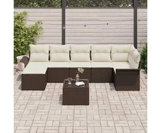 Sodo Sofų Rinkinys su pagalve 8 pcs Ruda Poli ratanas