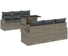 Sodo Sofų Rinkinys su pagalve 7 pcs Pilka Poli ratanas