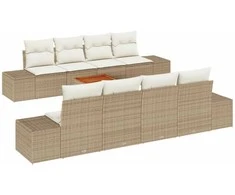 Lauko baldų komplektas Sodo Sofų Rinkinys 9 pcs Bežinė ir kreminė poliratanas