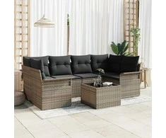 Lauko baldų komplektas Sodo Sofų Rinkinys 7 pcs Pilka Poli ratanas