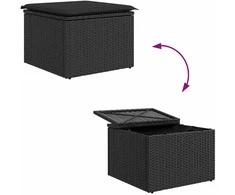 Sodo Sofų Rinkinys su pagalve 7 pcs Juoda Poliratanas