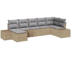 Lauko baldų komplektas Sodo Sofų Rinkinys su pagalve 7 pcs Smėlio poliratanas