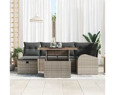 Lauko baldų komplektas Sodo Sofų Rinkinys 7 pcs Pilka poliratanas