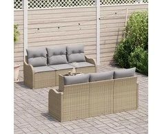 Sodo Sofų Rinkinys su pagalve su saugykla 7 pcs Bežinė ir pilka
