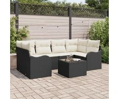 Sodo Sofų Rinkinys Juoda 55 x 55 x 37 cm poliratanas