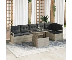 Lauko baldų komplektas Sodo Sofų Rinkinys 7 pcs Šviesiai pilka Poli ratanas