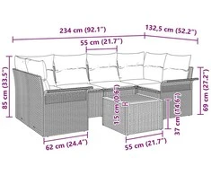 Sodo Sofų Rinkinys su saugykla 7 pcs Juoda poliratanas