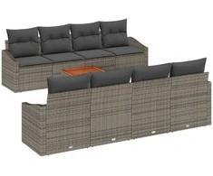 Lauko baldų komplektas Sodo Sofų Rinkinys su saugykla 9 pcs Pilka poliratanas