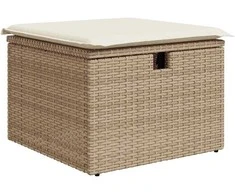 Lauko baldų komplektas Sodo Sofų Rinkinys su pagalve 7 pcs Smėlio Poli ratanas