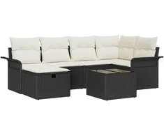 Lauko baldų komplektas Sodo Sofų Rinkinys su pagalve su saugykla 7 pcs Poli ratanas