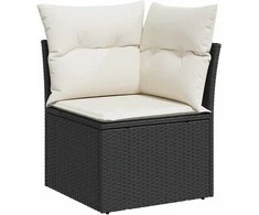 Sodo Sofų Rinkinys 6 vnt. 6-Vietų skaičius Juoda ir kreminė