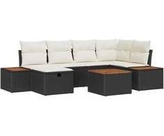 Sodo Sofų Rinkinys 7 pcs Juoda 55 x 62 x 69 cm Poli ratanas