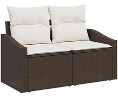 Lauko baldų komplektas Sodo Sofų Rinkinys su pagalve 7 pcs Ruda poliratanas
