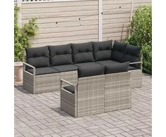 Lauko baldų komplektas Sofos komplektas 7 pcs Šviesiai pilka poliratanas