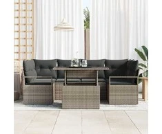 Lauko baldų komplektas Sodo Sofų Rinkinys su saugykla 7 pcs Pilka Poli ratanas