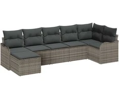 Lauko baldų komplektas Sodo Sofų Rinkinys su saugykla 7 pcs Pilka poliratanas
