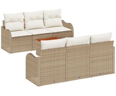Lauko baldų komplektas Sodo Sofų Rinkinys su pagalve 7 pcs Smėlio poliratanas