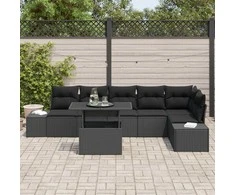Sodo Sofų Rinkinys su pagalve su saugykla 7 pcs Juoda