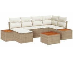 Lauko baldų komplektas Sodo Sofų Rinkinys su pagalve 7 pcs Smėlio poliratanas
