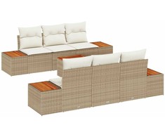Lauko baldų komplektas Sodo Sofų Rinkinys su pagalve 7 pcs Smėlio Poli ratanas