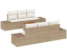 Lauko baldų komplektas Sodo Sofų Rinkinys su pagalve 7 pcs Smėlio poliratanas