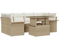 Lauko baldų komplektas Sodo Sofų Rinkinys su pagalve 7 pcs Smėlio poliratanas