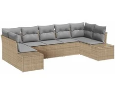 Lauko baldų komplektas Sodo Sofų Rinkinys su pagalve 7 pcs Smėlio poliratanas
