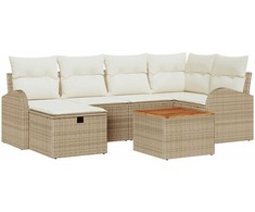 Lauko baldų komplektas Sodo Sofų Rinkinys su pagalve 7 pcs Smėlio poliratanas