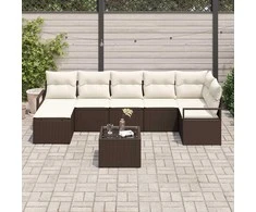 Lauko baldų komplektas Sofos komplektas 8 pcs Ruda poliratanas