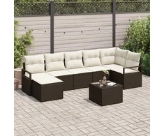 Lauko baldų komplektas Sofos komplektas 8 pcs Ruda poliratanas