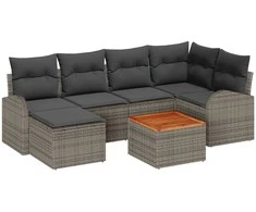 Lauko baldų komplektas Sodo Sofų Rinkinys su saugykla 7 pcs Pilka poliratanas