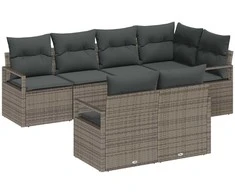 Lauko baldų komplektas Sofos komplektas 7 pcs Pilka poliratanas