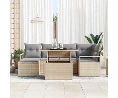 Sodo Sofų Rinkinys 7 pcs smėlio ir šviesiai pilkos spalvos