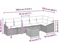 Sodo Sofų Rinkinys 7 vnt. Juoda ir kreminė poliratanas
