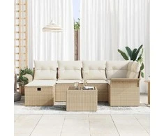 Lauko baldų komplektas Sodo Sofų Rinkinys su pagalve su saugykla 7 pcs Poli ratanas