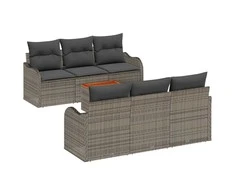 Lauko baldų komplektas Sodo Sofų Rinkinys su saugykla 7 pcs Pilka poliratanas