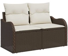 Sodo Sofų Rinkinys su pagalve 7 pcs Ruda Poli ratanas