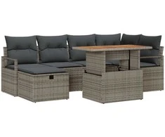 Lauko baldų komplektas Sodo Sofų Rinkinys 7 pcs Pilka poliratanas